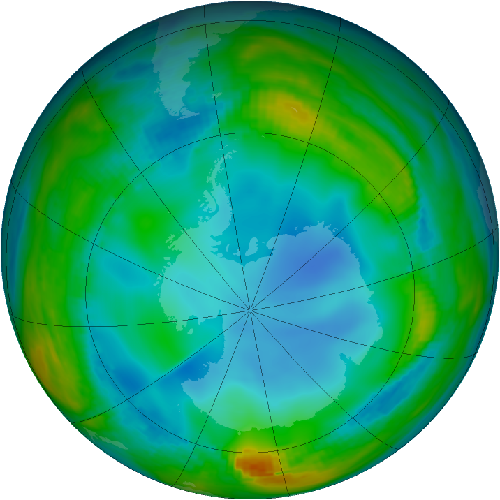 Antarctic ozone map for 05 July 1986